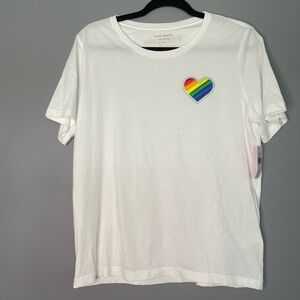 NWT Kate Spade Women’s Embroidered Rainbow Heart Tee Mediun